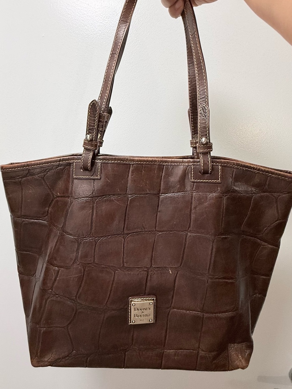 Dooney & Bourke Dark Brown Croc-Embossed Leather Tote